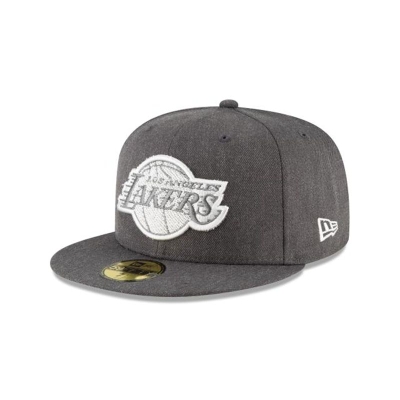 Grey Los Angeles Lakers Hat - New Era NBA Terrycloth 59FIFTY Fitted Caps USA5218309